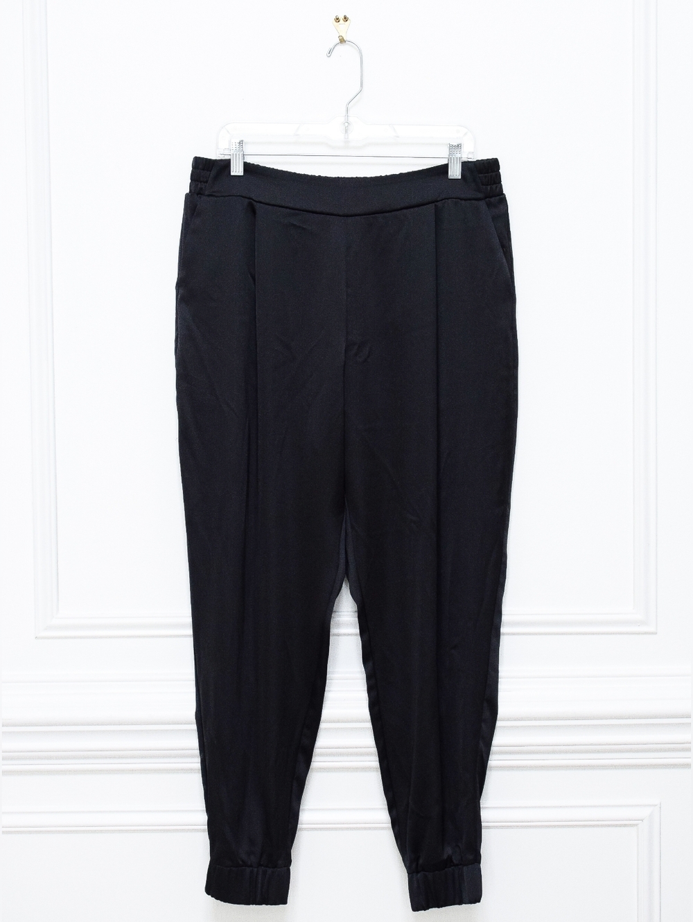 Spanx The Perfect Pant Satin Joggers Tapered High Rise Black Size XL Work Lounge - Picture 2 of 9
